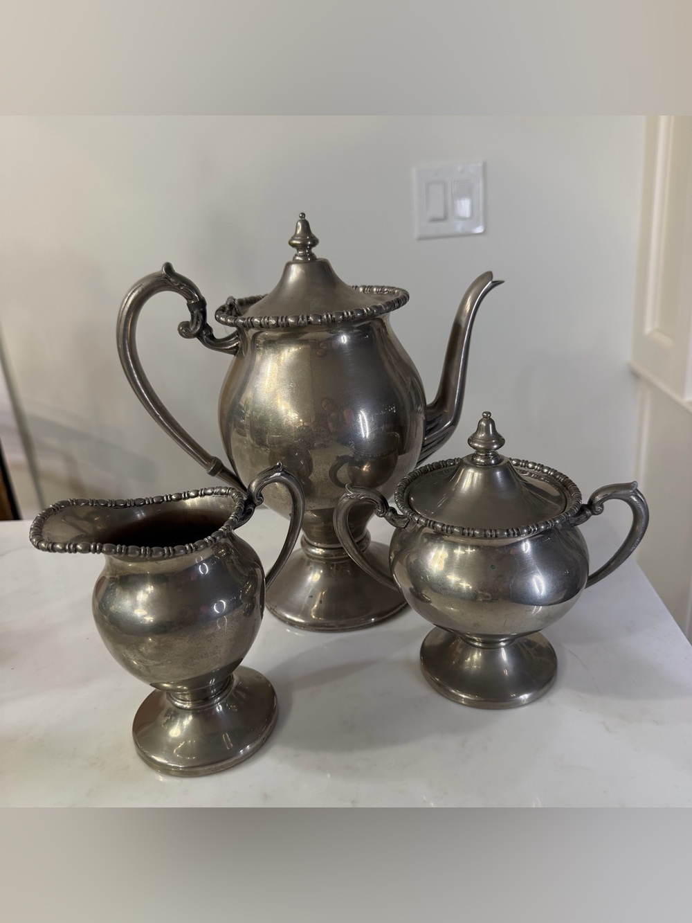 Vintage Silver on copper double plated decorative Tea Set - 3 Piece